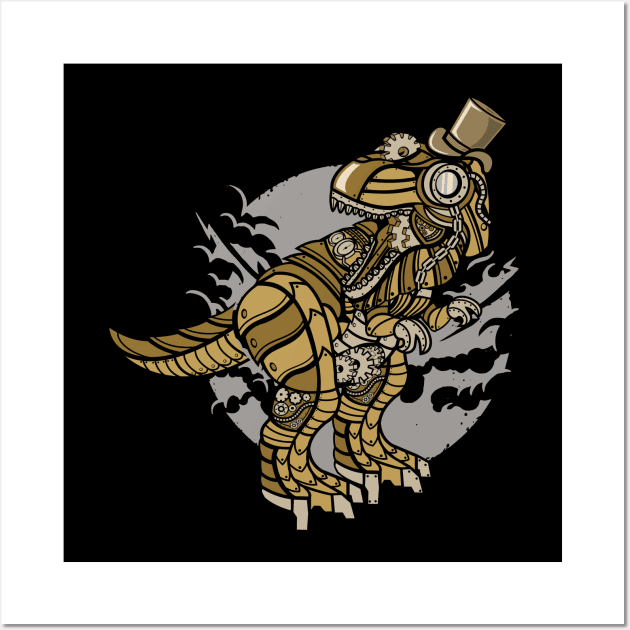 Retro Futurism Steampunk Electic World Dinosaur 2 Wall Art by EDDArt